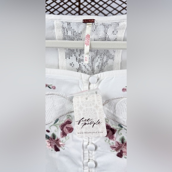 Free People Maeberrie Embroiderer Crop Top Skirt Set XL NWT Ivory Boho - Picture 6 of 9
